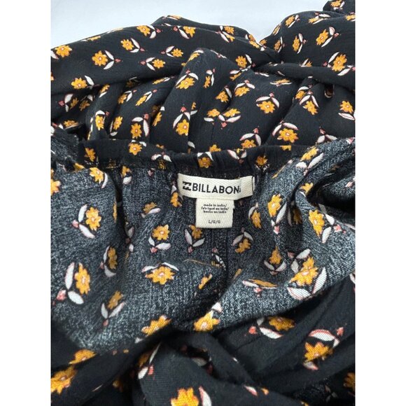 BILLABONG Open Heart Romper Sz L Orange Floral Open Back Tie Romper Boho Summer - Picture 6 of 11